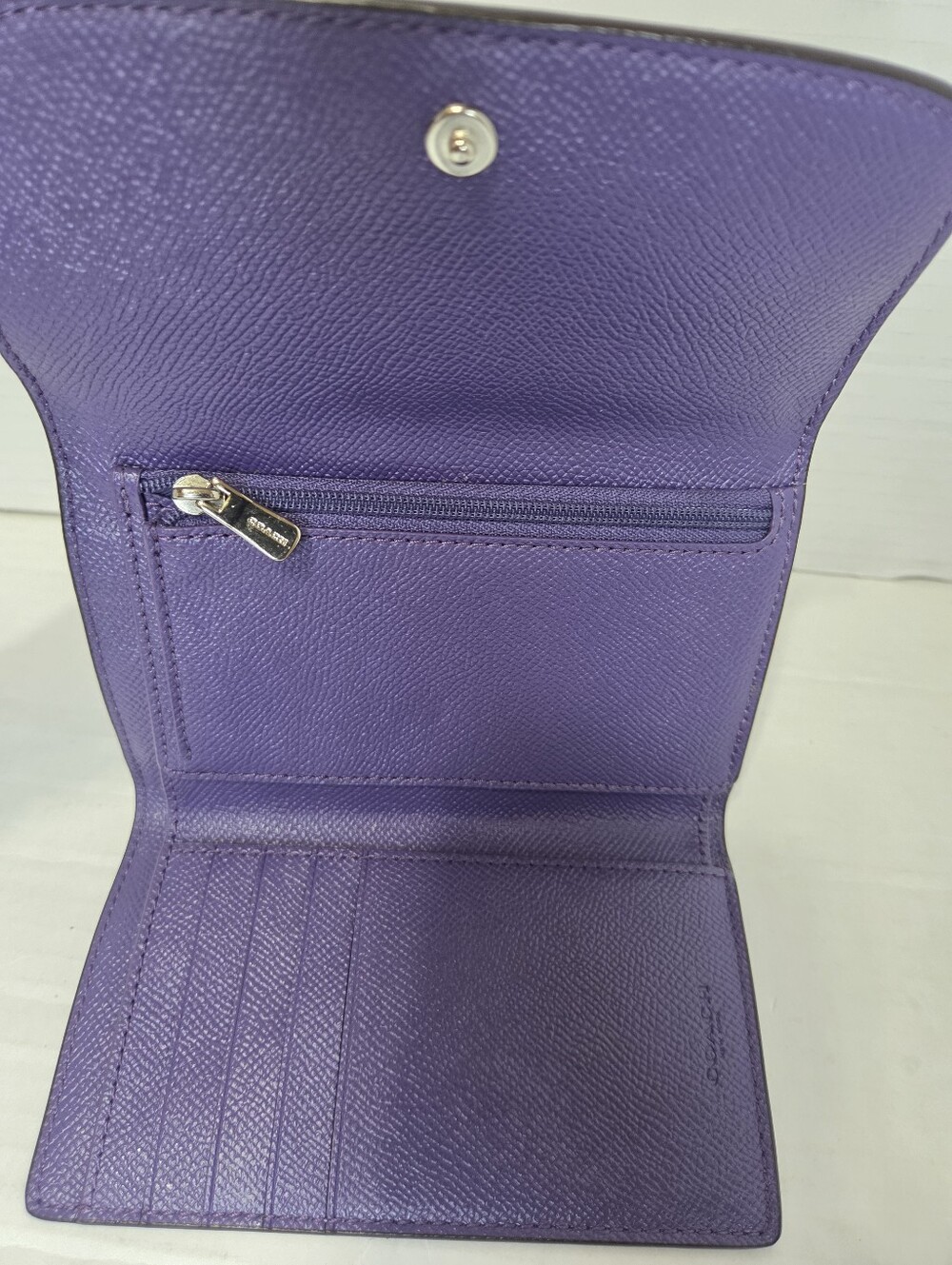 Coach Purple Pebbled Leather Medium Envelope Wallet - Picture 5 of 8
